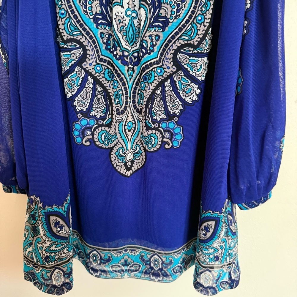 INC international concept cold shoulder , royal blue blouse size small - Picture 4 of 8